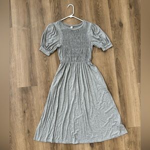Gray smocked bodice dress